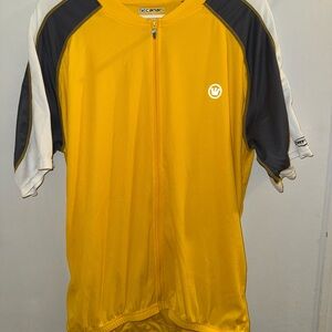 Canari Cycling Jersey Size XL Yellow Gray White Full Zip Short Sleeve Bike